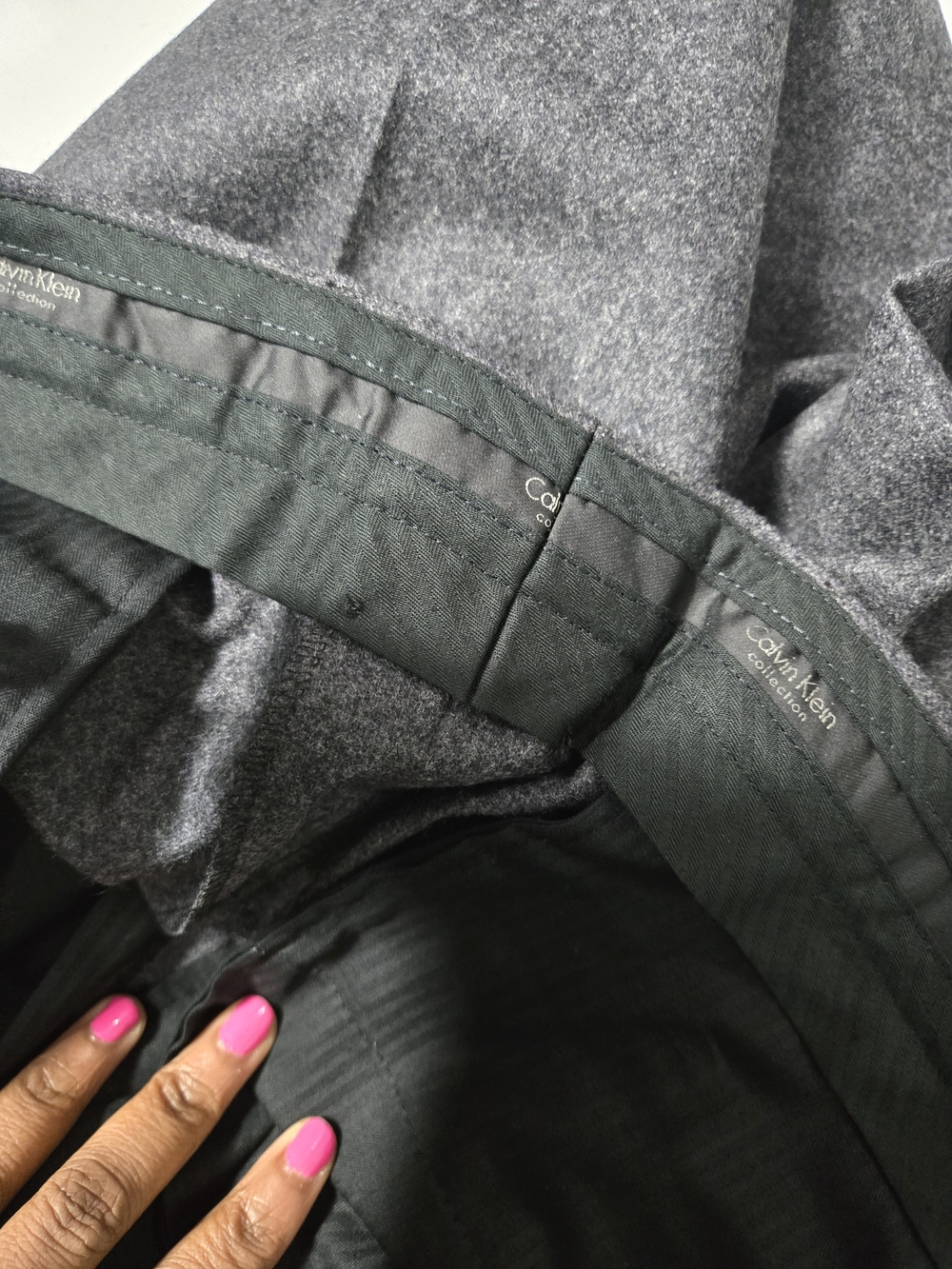 Calvin Klein Charcoal Melange Wool Suit Made in Italy Unfinished Hem 2 Piece 40R - Picture 15 of 15